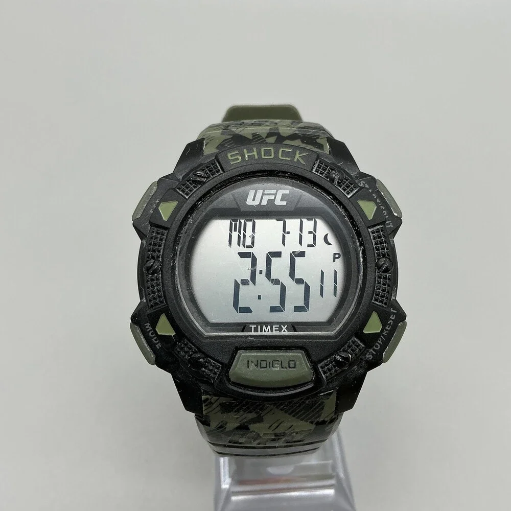 Timex UFC TW4B27500 Mens Watch 45mm Digital Shock Gray Camo Green Resin 100M